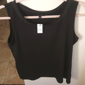 TALBOT'S BLACK SCOOP NECK TOP NEW W/TAGS,SHEER NECK ACCENT,SLEEVELESS,S-…